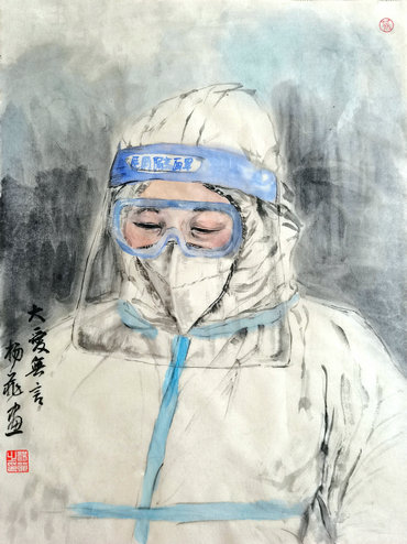 安陽(yáng)：楊明學(xué)攜女兒楊菲拿起畫(huà)筆以“藝”抗疫